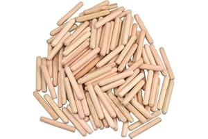 MIKIHAT 100PCS Tasselli in Legno Scanalati 6mm x 40mm - Spinette per Mobili, Porte e Progetti Artistici