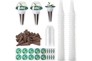 GEEGEAR Anzuchtset Pflanzen, 200 Stücke Samenstarterhülsen Wurzelwachstum Schwammstecker Seed Starter Pods Mehrweg Hydrokultur Soilless Grow Sponges Pflanzkorb Kit Für Hydroponic System Indoor Garden Kit