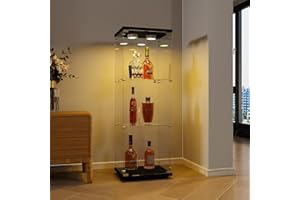 BPKADHY Vitrine en Verre 3 Étagères, 125x42x36cm Meuble Avec 7 Couleurs RVB et 1 Porte, Serrure, Pour Collection, Transparent Armoire Debout Pour Salon, Noir