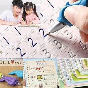 SHNMN Sank Magic Practice Copybook, (4 BOOK  1 PEN   10 REFILL) Number Tracing Book for Preschoolers with Pen, Magic calligra