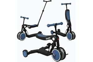 Looping SCOOTIZZ Draisienne Evolutive 5 en 1 avec Barre de poussée/Tricycle Bébé Évolutif/Trottinette Enfant