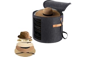 Ohiyoo Hat Box Hat Storage Box with Lid 19'' Hat Storage Boxes for Women & Men Large Round Hat Boxes for Storage Foldable Felt Hat Boxes with Lids Stuffed Animal Toy Storage Bin with Lids (Dark Gray)