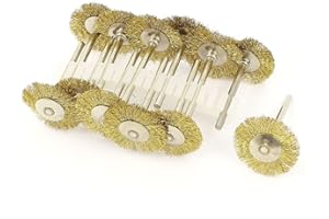 UXCELL Sourcingmap 12x 1/8inch Shank 25mm Wheel Brass Bristle Brush for Dremel Tool