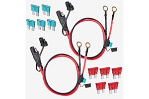 GTIWUNG 2Pcs Adattatore Rapido SAE 2FT 12V 0,6 m SAE ad Anello Terminale Imbracatura, Cavo di Collegamento Connettore SAE a O-ring, Cavo di Prolunga Scollegamento Rapido a 2 pin, 10AWG