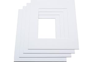 LIVINGTREE 5X weißer Passepartout (Außengröße: 15x15 cm/Innengröße: 10x10 cm) für Fotos und Bilderrahmen, 1,4mm stark, Museumsqualität, 45° Schnittkante, Made in Germany