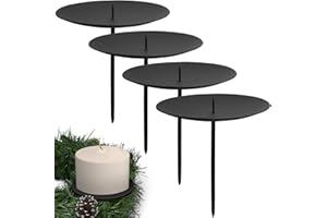 ‎ARTECSIS ARTECSIS 4 Kerzenhalter für Adventskranz Kerzenteller Adventskerzenhalter schwarz Durchmesser 10cm