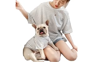 WIZ BBQT Matching Dog and Owner Clothes,Cat Dog Striped Shirt,Mama and Pet Shirts are Sold Separately(OneSize,White-Parents)