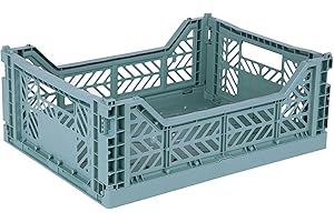 AYKASA Ay-Kasa Cassetta pieghevole, stabile in plastica, impilabile, Teal, Midi (40 x 30 x 14 cm)