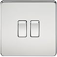 Knightsbridge SF3000PC Screwless 10 A 2-Gang 2 Way Switch, Polished Chrome