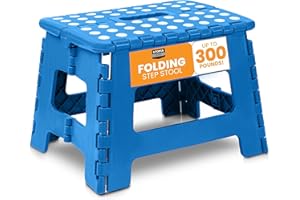 Utopia Home Składany taboret schodkowy – składany taboret o wysokości 23 cm dla dzieci i dorosłych, składany taboret z nośnością 136 kg (Niebieski, opakowanie 1 szt)
