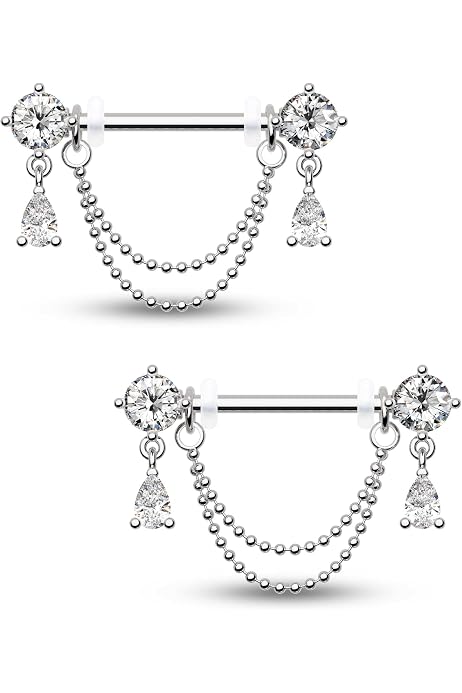 Piercing Téton AceFun 14G En Acier Chirurgical - Barres Barbells Argent, Or Et Rose Pour Femmes