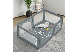 Babylekhage av nättyg med bollar, aktivitetscentrum för barn, perfekt för användning, inomhus/utomhus, 180 x 120 x 66 cm (B)