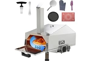 SHINY STAR IN THE DARK SKY CYBER Series Stainless Steel Outdoor Pizza Oven, Wood Pellet Fired Pizza Ovens with 12" Automatic Rotating Pizza Stone, Portable Pizza Maker for Backyard Parties, Camping, and Picnics