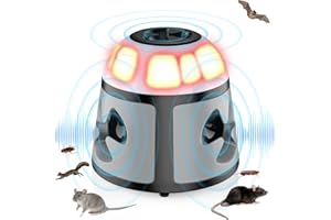 BUBBACARE Ultrason Souris et Rats, Repulsif Souris Ultrasons 360° Anti Souris avec Lumière LED Appareil Ultrason pour Nuisible Rongeurs Plug in Répulsif Intérieur Dispositif Anti Nuisible Cafards pour Jardin