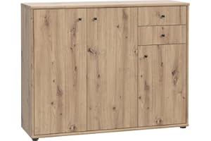 FORTE TEMPRA 2 Kommode mit 3 Türen und 2 Schubladen, Holzwerkstoff, Artisan Eiche Dekor, (B x H x T) 108,8 x 85,5 x 34,8 cm