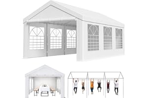 Homall Partyzelt 3x6,Metall Gestell Gartenzelt,Pavillon Wasserdicht 560g/m² PE-Plane,Zelt Stabil-18 Bodenhaken 4 Windfesten Seilen,UV-Schutz 50+Große Luxus Hochzeitszelt Gartenpavillon18m²,Weiß