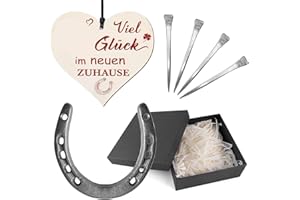 RICKMASK Ferro di Cavallo in Ghisa,Regalo Fortunato a Ferro di Cavallo con 4 Chiodi a Ferro di Cavallo un Confezione Regalo,ferri di cavallo portafortuna