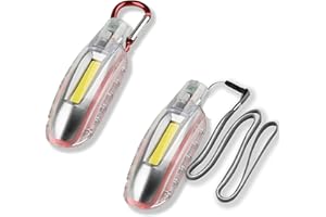 ALTIMOD 2 Pack Emergency Survival Whistle with Carabiner Lanyard LED COB Flashlight for Self Defence Hiking Gear Camping Equipment Outdoor Hiking Bushcraft Boating Hunting Work Gift