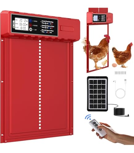 Yoarmyt Automatische Hühnerklappe - Elektrische Hühnertür Mit Lichtsensor & Timer