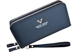 YIXUAN LLC Yixuan Portafoglio Donna Grande Doppia Cerniera Portafoglio Donna Ecopelle Borsellino Donna Portafoglio Grande Lungo Portafoglio con Tasca per Cellulare Portafoglio Multi-carte