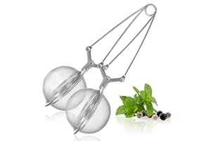 COM-FOUR® 2x szczypce do herbaty, zaparzacz do herbaty ze stali nierdzewnej w ksztalcie kulki, sitka do herbaty sypanej, dla milosników herbaty (02 sztuki - Ø 6,5 cm)