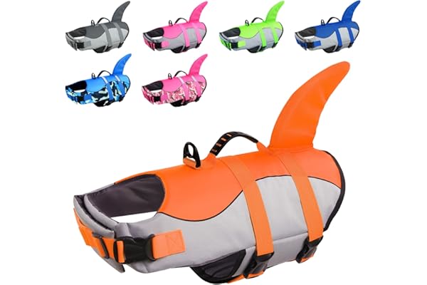 CITÉTOILE Perro Chaleco Salvavidas Chaqueta Mascotas Salvavidas Reflexivo para Piscina, Playa, Canotaje, para Perros pequeños, medianos, Grandes Que entrenan con manija de Rescate Naranja S