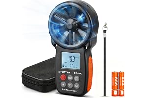 BTMETER Vindmätare Anemometer Handhållen vindhastighetsmätare med vindtemp CFM med MAX/MIN/AVG, bakgrundsbelysning LCD för fotografering, HVAC, Drone Flying-BT-100