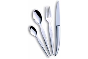 Laguiole Production - Ménagère 16 pièces Design - Set de couverts de table acier inox forgés massif 18/0 poli miroir - Pour 4 personnes - Présentation coffret cadeau, Argenté
