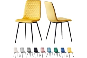 mcc direct Set mit 2 Designer-Esszimmerstühlen aus Samtstoff, Metallbeine, Lexi-Stühle (Gelb)