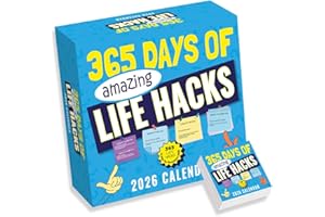 WORLD OF WALLCHARTS 2026 Daily Life Hacks Desk Calendar – Peel-Off Smart Tips & Tricks – Secret Santa Gift for Adults, Secret Santa Gift for Coworker & Stocking Filler Idea – With Stand & UK Dates