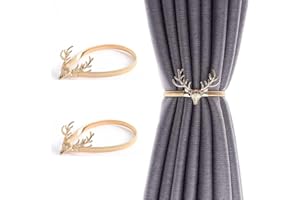 LVGPH 2 Pack Spring Rope Curtain Tiebacks Curtain Clip Buckle Elk Rope Holdbacks Curtain Holdbacks Alloy Adjustable Decorative Curtain Clip Buckle Holder Buckles for Home Dorm Office Hotel Window