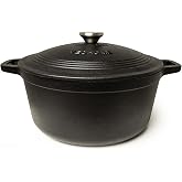 Cast Iron Casserole Dish Matte Black 6 Litres &ndash; Cast Iron Pot Compatible with Induction and All Heat Sources &ndash; Versatile Stew