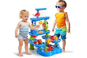 Doloowee Sand and Water Table for Toddlers, Water Play Table Toys Summer Beach Toys Summer Outdoor Toys for Boys Girls 3 4 5 6 years old (5 floors)