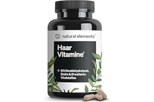 ‎NATURAL ELEMENTS natural elements Haar Vitamine – 180 Kapseln – hochdosiert mit Keratinhydrolysat, Biotin, Selen, Zink, Hirseextrakt, B-Vitaminen & mehr – für Haare, Haut & Nägel* – laborgeprüfte Qualität