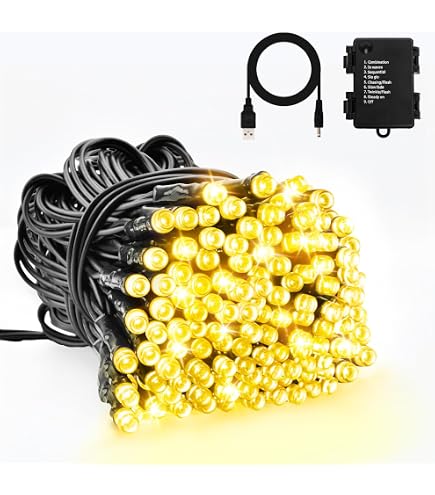 Isisyu 6m 60 LED Lichterkette – Batterie + USB, 8 Modi, IP65 Wasserdicht, Timer (6h An/18h Aus), Warmweiß – Für Weihnachten, Garten, Partys, Indoor/Outdoor Lichterkette Batteriebetrieben 6m