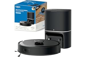Tapo Aspirateur Robot Laveur 4 en 1 RV30Max Plus Vidage Automatique, Silencieux et Fin, Ultra puissante de 5300Pa, Navigation LiDAR, Auto-Charge Autonomie 150min, Tapis et Poils d'animaux