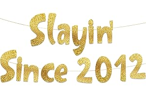 STERLING JAMES CO. Slayin' Since 2012 Gold Glitter Banner - 13th Birthday and Anniversary Party Decorations