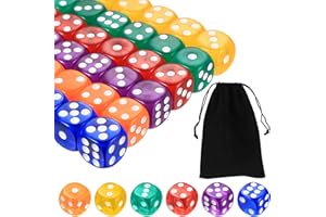 BNNRJIA 36 Pcs Game Dice Set, Multicolor 6 Sided Dice Set, 16 mm Rounded Edges Game Dice Bulk Set for Tenzi, Farkle, Yahtzee, Bunco, Dice Game, Math Game Party Favor, Teaching Math, with 1 x Storage Bag