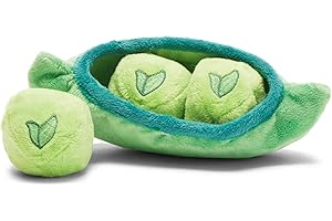 Barkbox 2 in 1 Interactive Plush Dog Toy - Rip and Reveal Toy for Dogs and Puppies - Stimulating Squeaky Pet Toys | Peas in a Pod (Small)