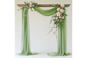 Wokceer Tissu drapé vert sauge pour arche de mariage - 72,9 cm x 6,1 m - Rideaux transparents pour mariage, tonnelle, cérémonie, fête