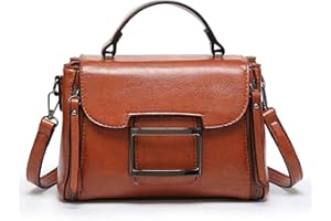 EVEOUT Bolso Bandolera Informal de Cuero Vegano para Mujer, Bolso de Mano Retro Mini Tote Bolsos Clásicos con Asa Superior Elegante Bolso Messenger Satchel para Niñas