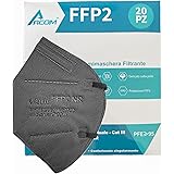 ARCOM - 20 Mascherine Ffp2 Nere - Certificate Ce - 5 Strati Filtranti - Confezione da 20 Pezzi