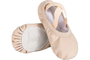 Tancefair Scarpe Danza Classica in Pelle Scarpette Ballo Scarpette da Danza Pantofole Mezza Punte Scarpe da Ballerina per Bambina Ragazze Donna