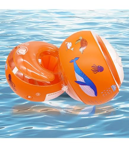 AUIHD Brassard Tubulaire Gonflable pour Enfants Piscine, Aide à la Natation, Orange, 58642 (3 à