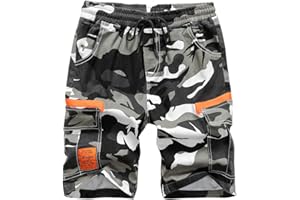 LAUSONS Pantalón de Camuflaje niño Pantalon Corto Cargo, Pantalones Cortos para niños con Muchos Bolsillos