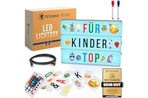 tricase LED Light Box mit Buchstaben & Farbwechsel – Cinematic Leuchtkasten A4 mit 386 Zeichen & Emojis – Leuchttafel & Zimmer Deko – Ideale Geschenk für Mädchen & Teenager (8 10 12 Jahre)