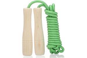 AUMCDIK Children's Skipping Rope 270 cm Adjustable Rope Skipping Fitness Children with Wooden Handle and Cotton Rope Skipping Rope Kids for Boys and Girls