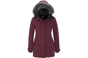 Wantdo Cappotto Donna Invernale Caldo Grande Taglie Giubbotto Imbottito con Cappoccio Impermeabile Antivento Lungo Parka per Esterno