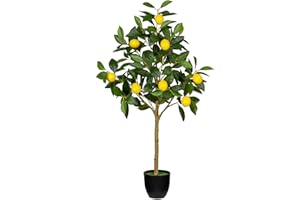 Oairse Artificial Lemon Tree 3ft/91cm Decorative Fake Lemon Plants with 8 Lemon Fruits Large Fake Floor Plants Faux Tree for Indoor Outdoor Home Office Living Room Bedroom Bathroom Decor