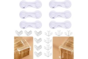 ADARPA 6Pcs Seguro Puertas Bebe + 12Pcs Protector Esquinas Bebe | Protector Puertas Bebe y Esquineras Protectoras Bebe para Seguridad en el Hogar con Fuerte Adhesivo | Seguridad Cajones Bebe
